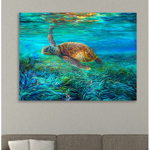 Bay Isle Home Blades Turtle By Iris Scott Wrapped Canvas Print